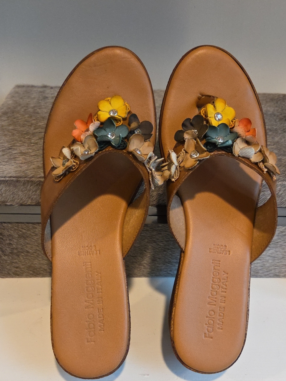 Fabio Maggenti  Floral Embellished Wedge Sandals